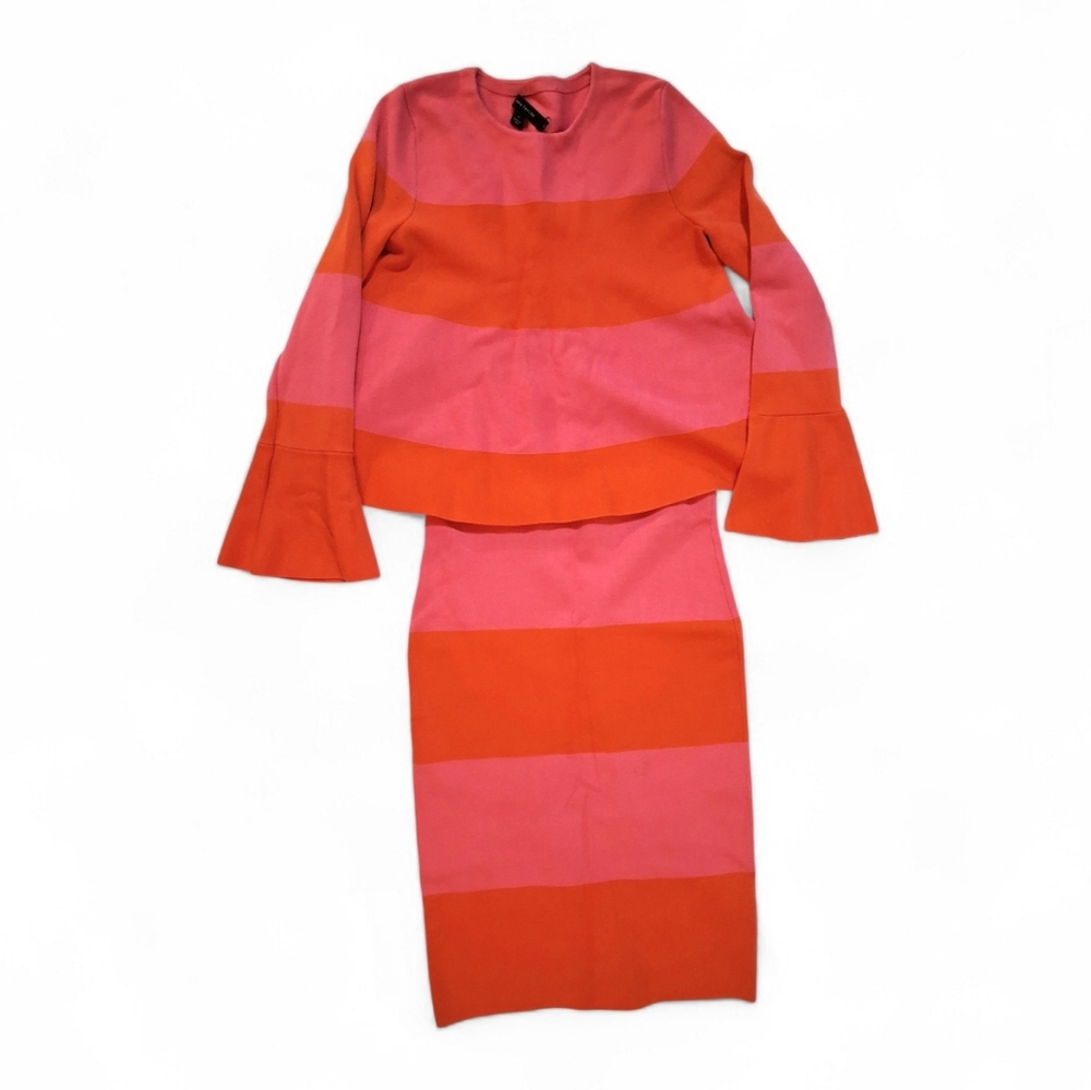 Ann Taylor Vintage 2 Piece Orange & Pink Knit Skirt Set Size S